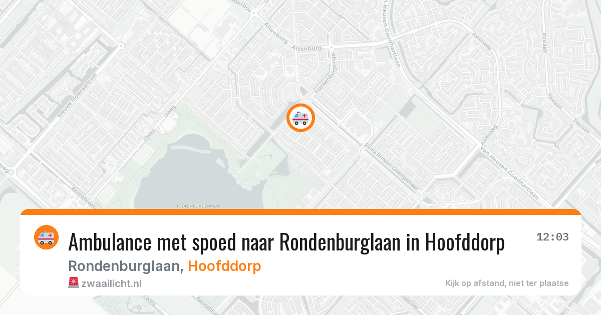 Ambulance met spoed naar Rondenburglaan in Hoofddorp — 2 aug 2026