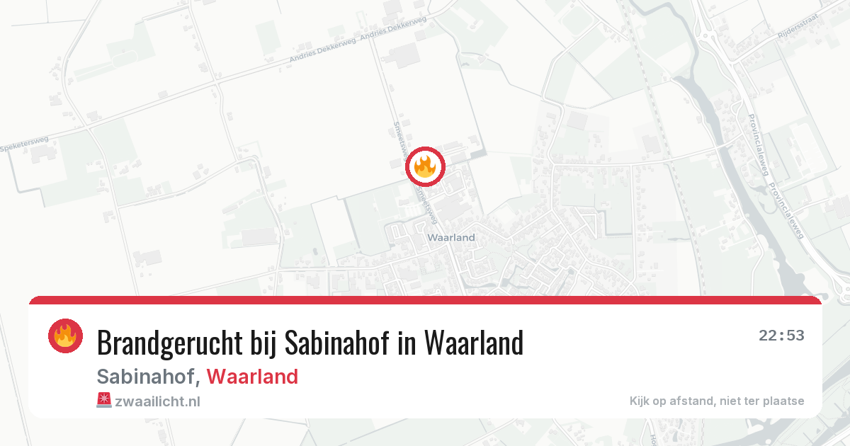 Brandgerucht bij Sabinahof in Waarland — 3 aug 2026