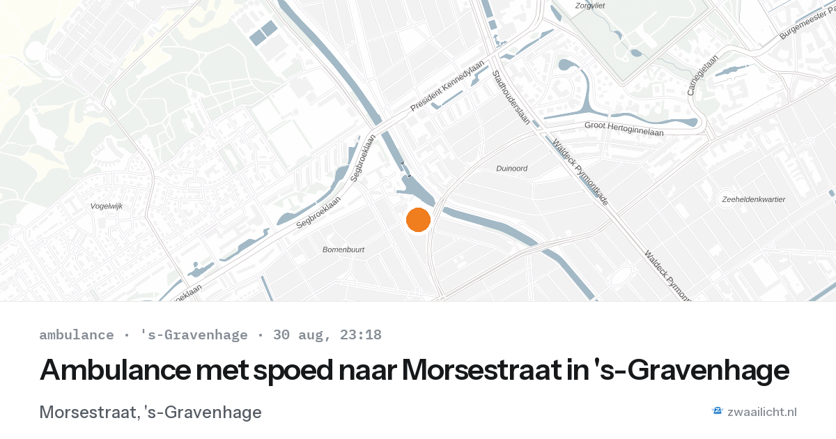Ambulance met spoed naar Morsestraat in 's-Gravenhage — 30 aug 2026