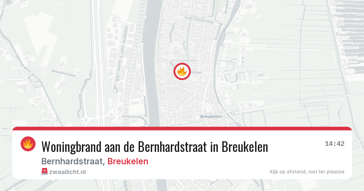 Woningbrand aan de Bernhardstraat in Breukelen — 18 mei 2026