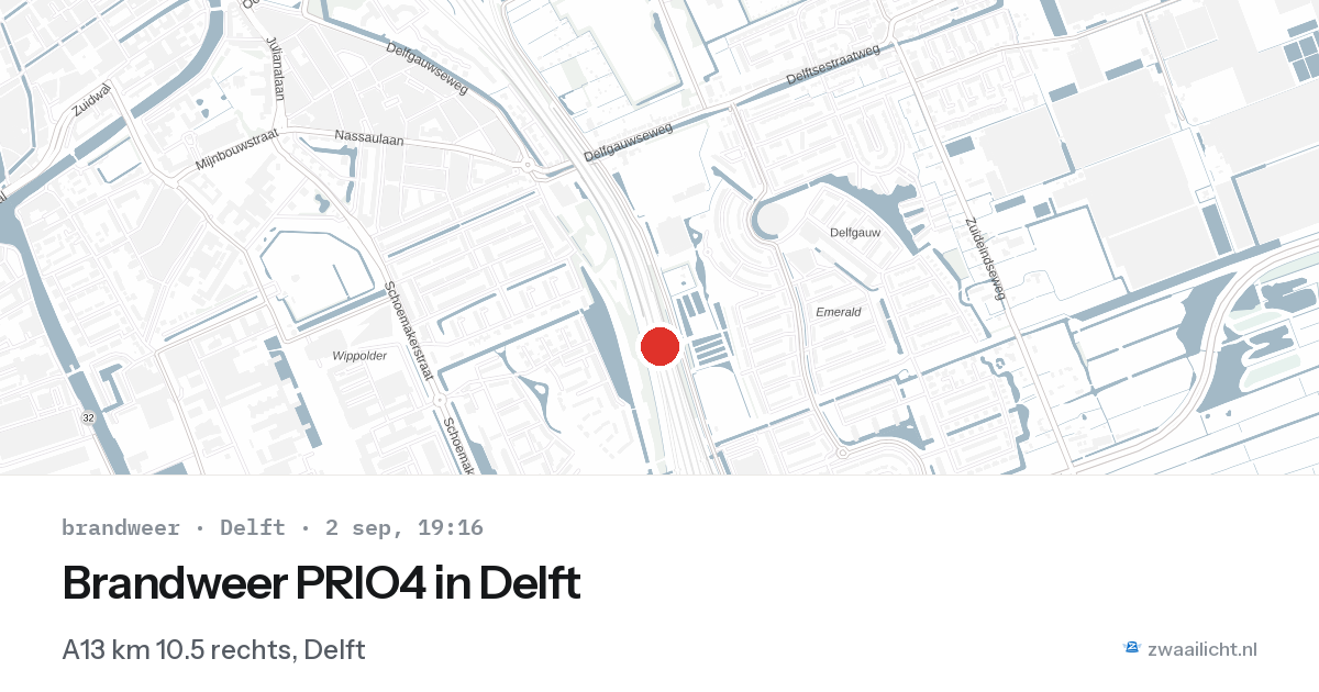 Brandweer PRIO4 in Delft — 2 sep 2026 | 🚨 Zwaailicht.nl