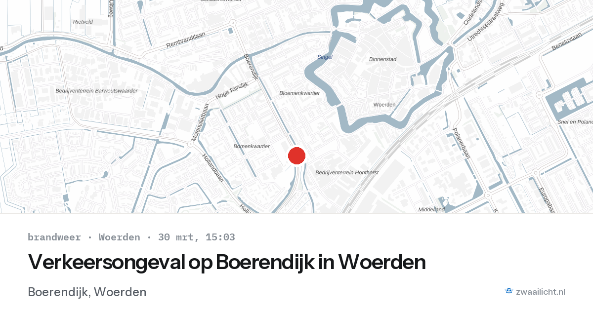 Verkeersongeval op Boerendijk in Woerden — 30 mrt 2026