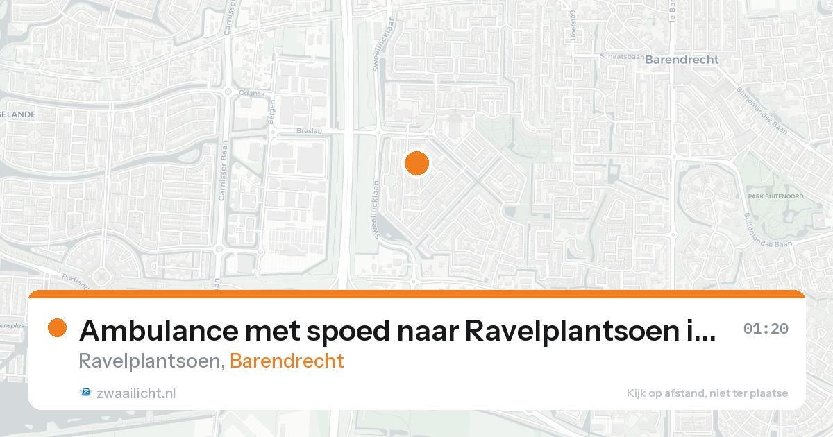 Ambulance met spoed naar Ravelplantsoen in Barendrecht — 19 aug 2026