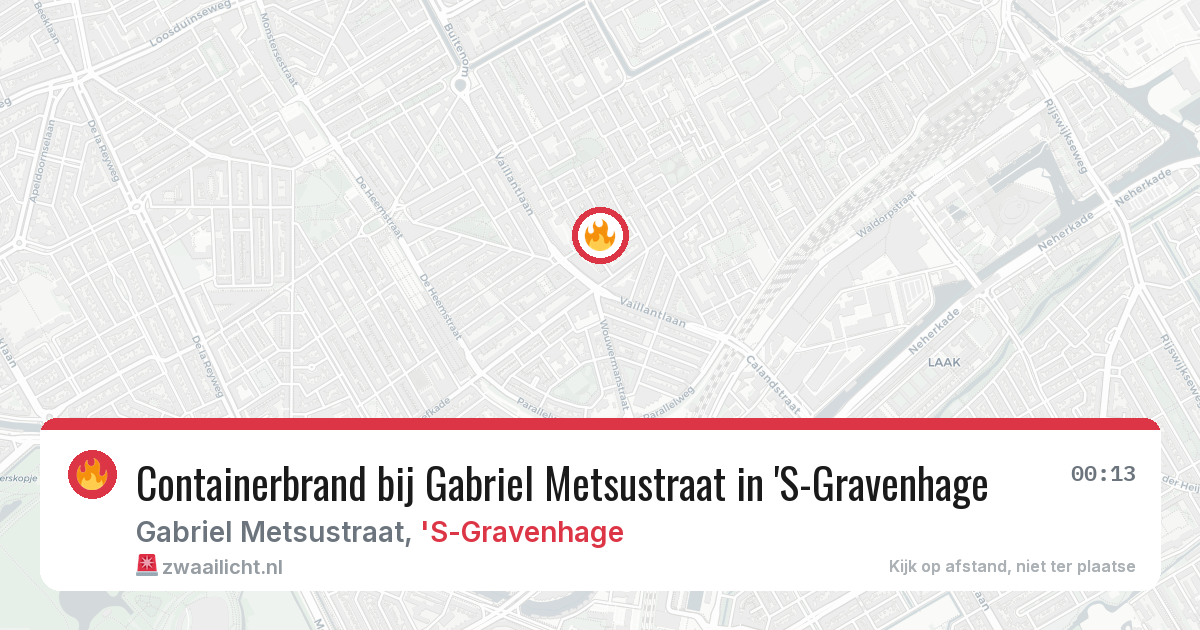 Containerbrand bij Gabriel Metsustraat in 'S-Gravenhage — 9 jul 2026