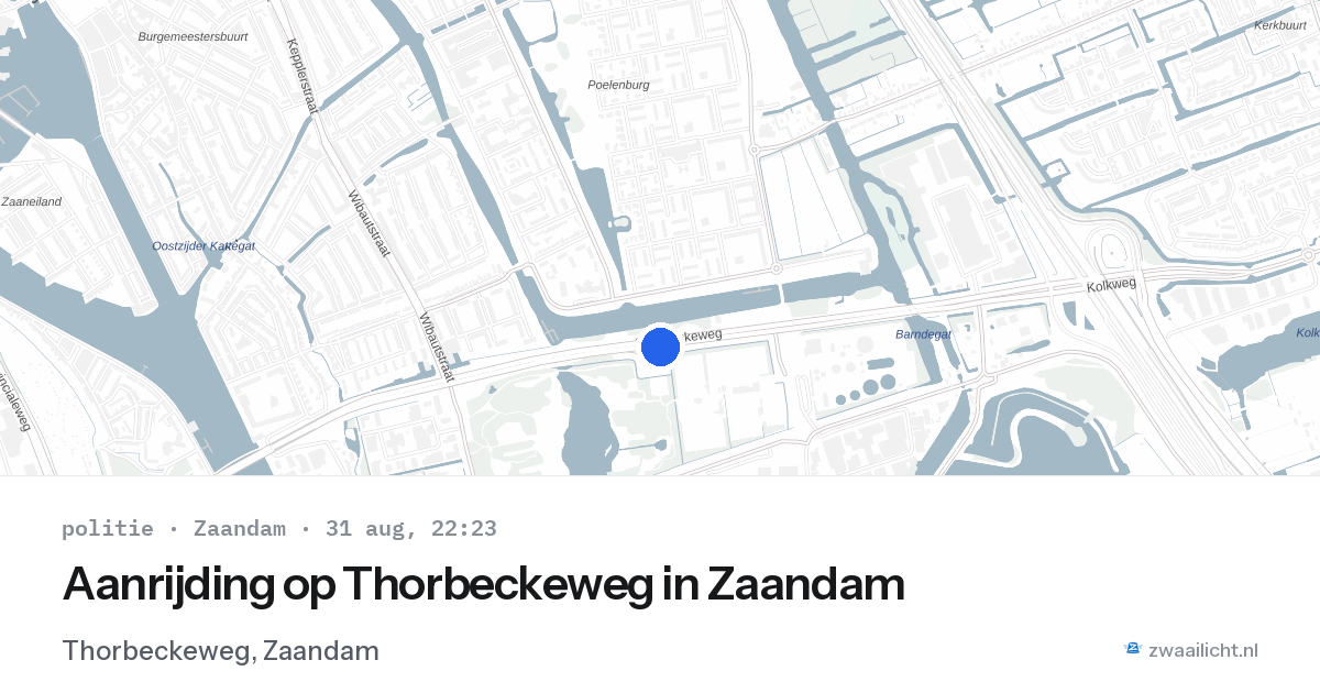 Aanrijding op Thorbeckeweg in Zaandam — 31 aug 2026