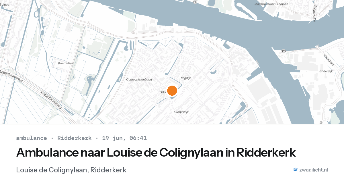 Ambulance naar Louise de Colignylaan in Ridderkerk — 19 jun 2026