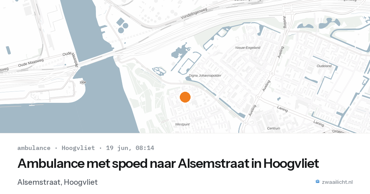 Ambulance met spoed naar Alsemstraat in Hoogvliet — 19 jun 2026