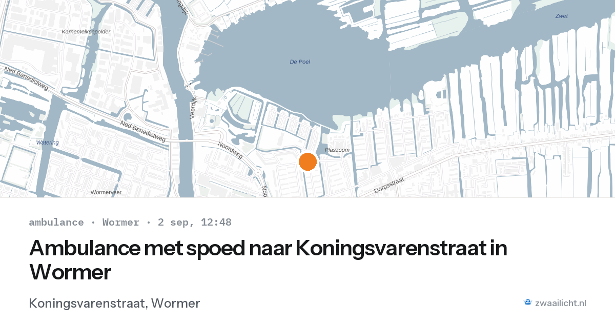 Ambulance met spoed naar Koningsvarenstraat in Wormer — 2 sep 2026