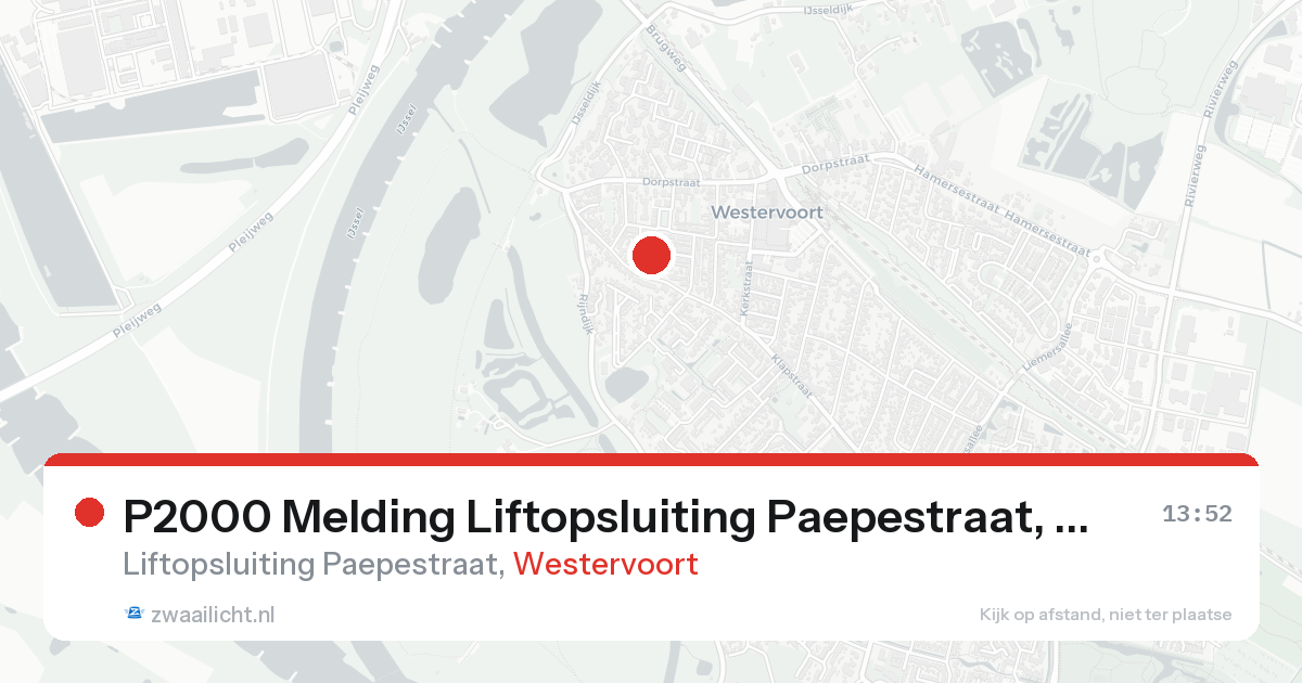 P2000 Melding Liftopsluiting Paepestraat, Westervoort — 7 feb 2026