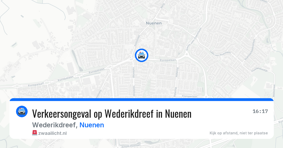 Verkeersongeval op Wederikdreef in Nuenen — 20 jul 2026