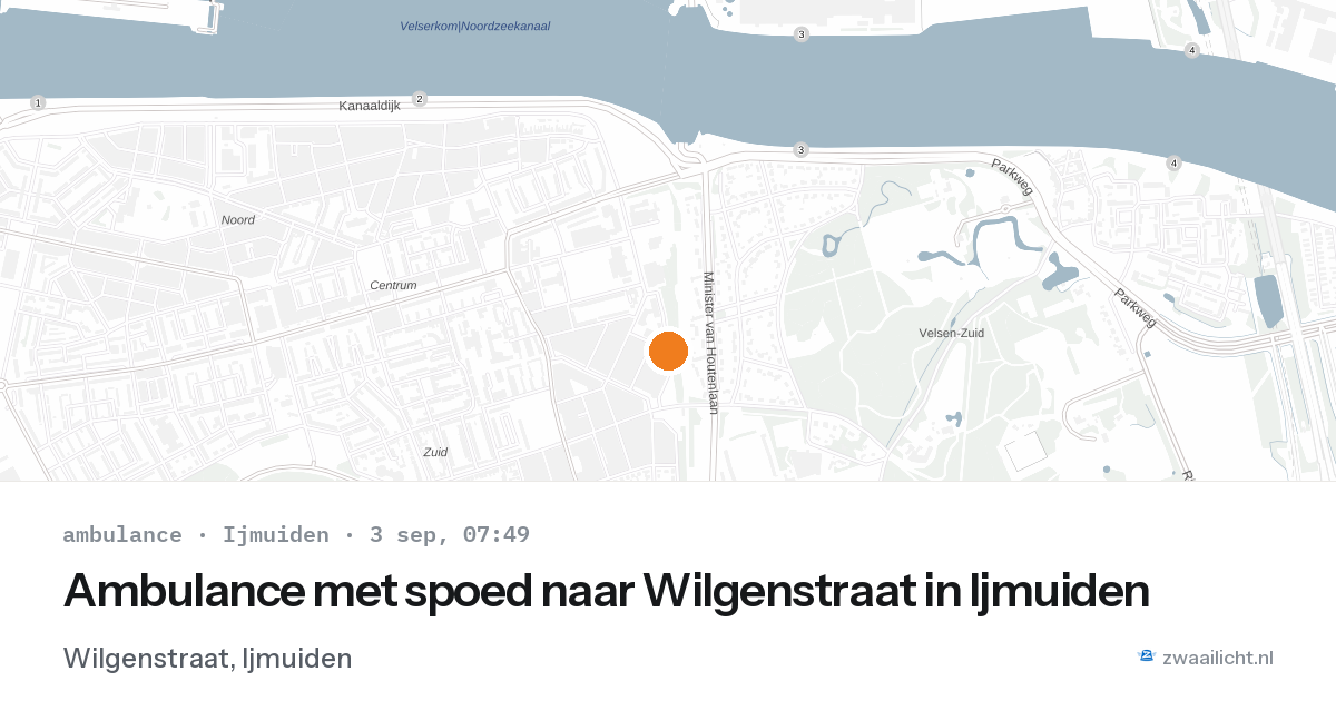 Ambulance met spoed naar Wilgenstraat in Ijmuiden — 3 sep 2026