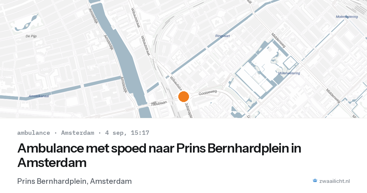 Ambulance met spoed naar Prins Bernhardplein in Amsterdam — 4 sep 2026