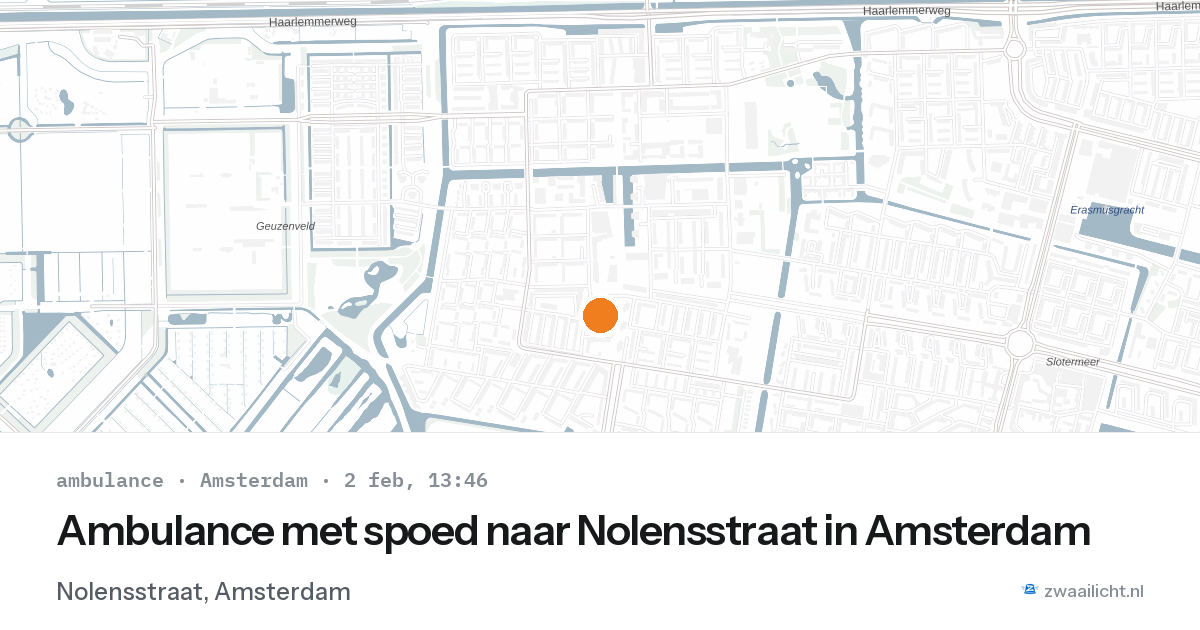 Ambulance met spoed naar Nolensstraat in Amsterdam — 2 feb 2026