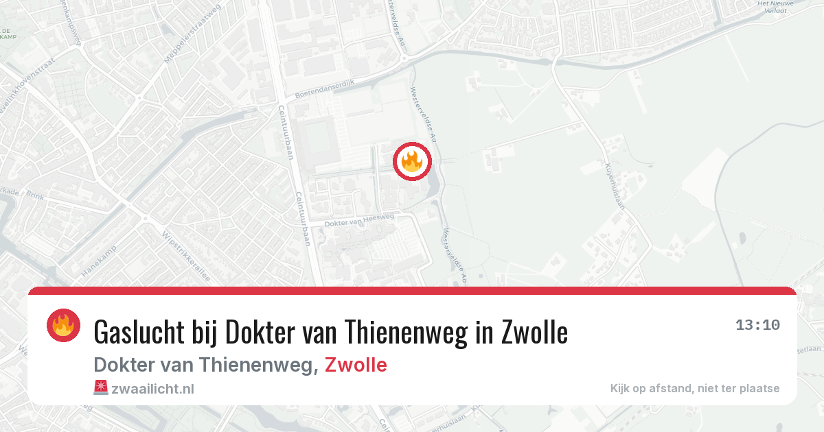Gaslucht bij Dokter van Thienenweg in Zwolle — 1 jul 2026