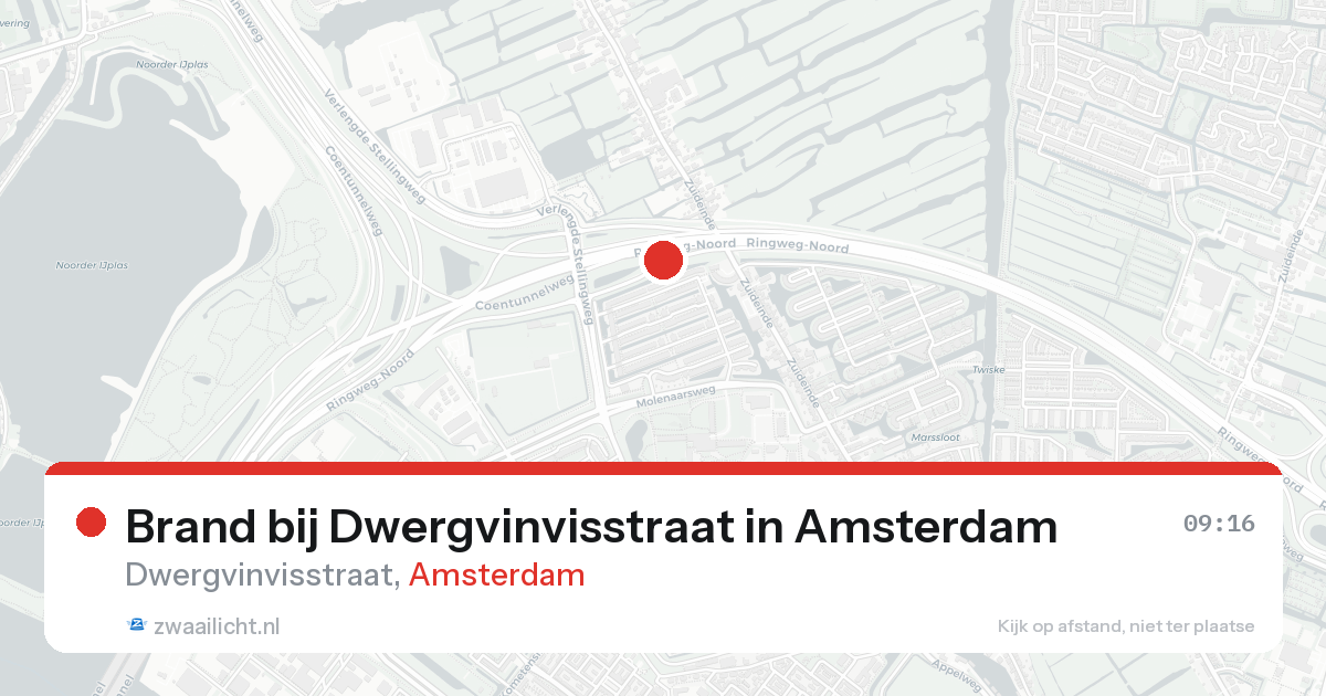 Brand bij Dwergvinvisstraat in Amsterdam — 24 aug 2026