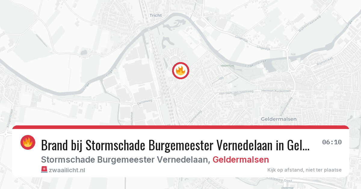 Brand bij Stormschade Burgemeester Vernedelaan in Geldermalsen — 28 jun 2026