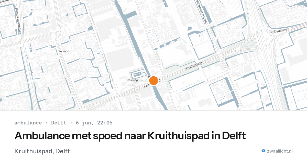 Ambulance met spoed naar Kruithuispad in Delft — 6 jun 2026
