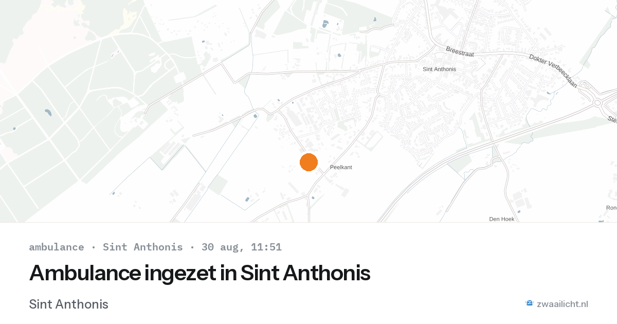 Ambulance ingezet in Sint Anthonis — 30 aug 2026