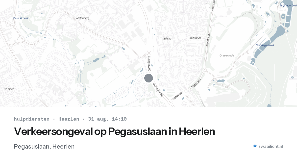 Verkeersongeval op Pegasuslaan in Heerlen — 31 aug 2026