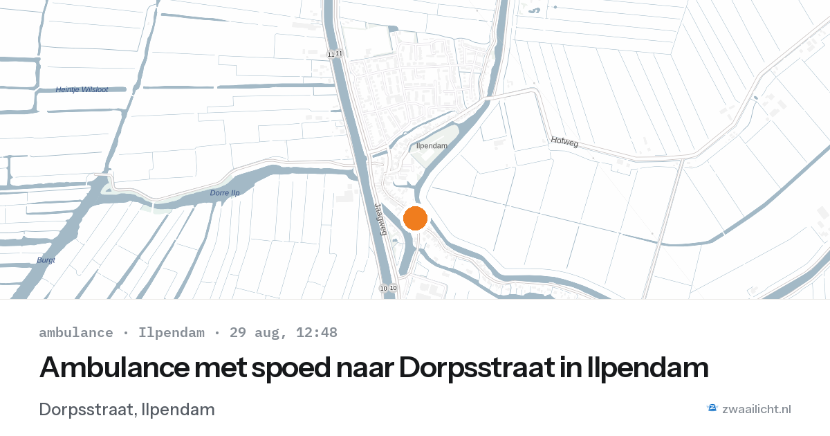 Ambulance met spoed naar Dorpsstraat in Ilpendam — 29 aug 2026