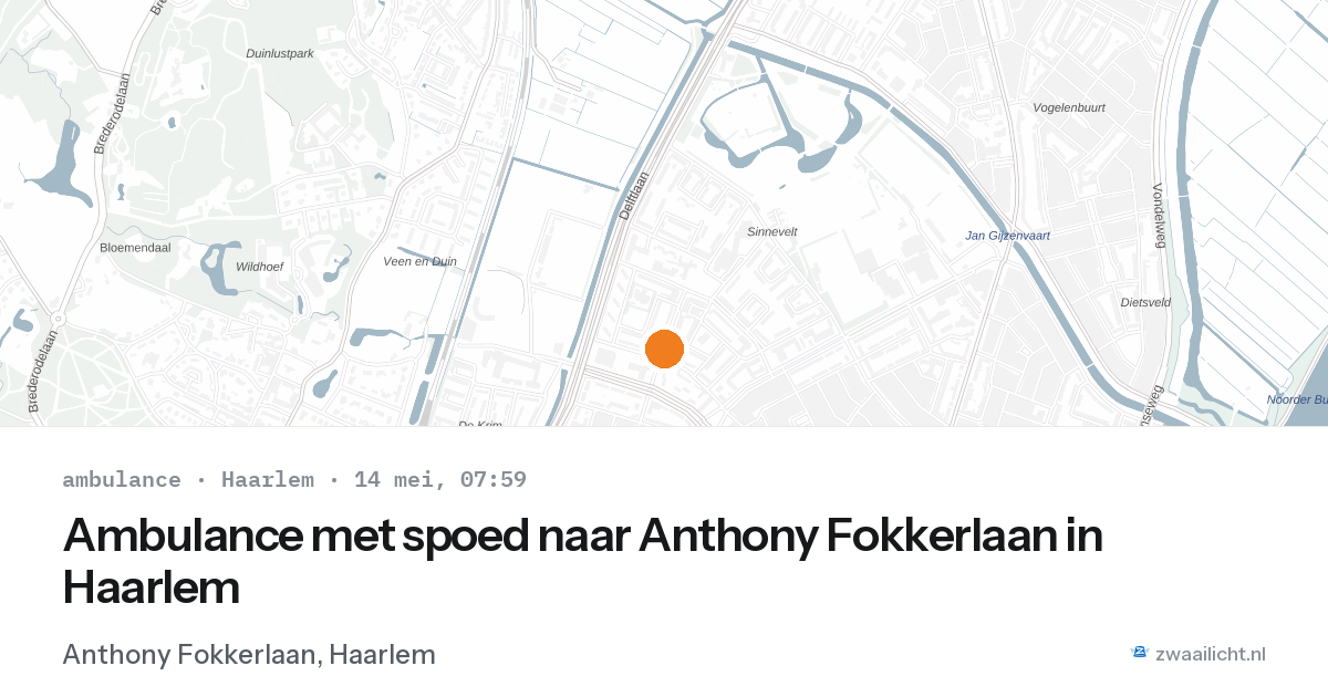 Ambulance met spoed naar Anthony Fokkerlaan in Haarlem — 14 mei 2026