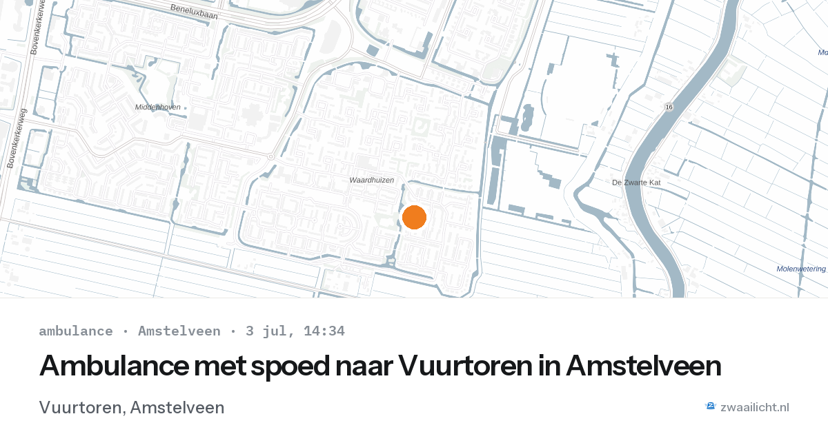 Ambulance met spoed naar Vuurtoren in Amstelveen — 3 jul 2026