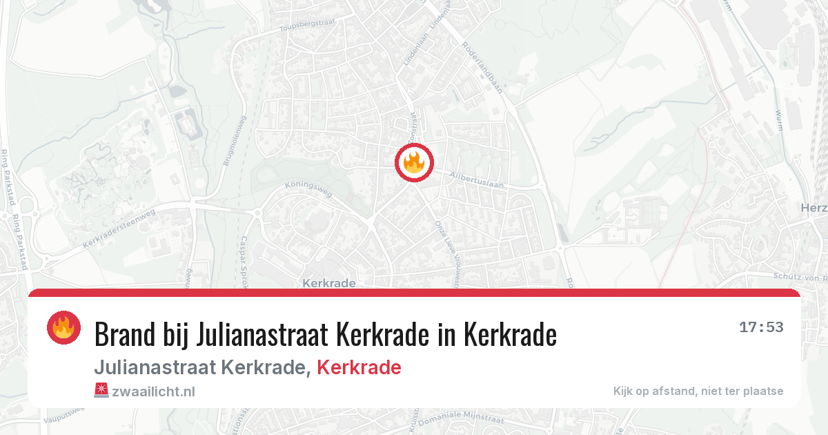 Brand bij Julianastraat Kerkrade in Kerkrade — 20 jun 2026