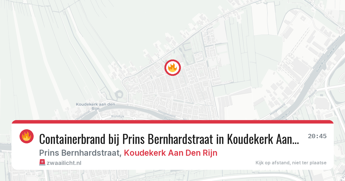 Containerbrand bij Prins Bernhardstraat in Koudekerk Aan Den Rijn — 18 feb 2026