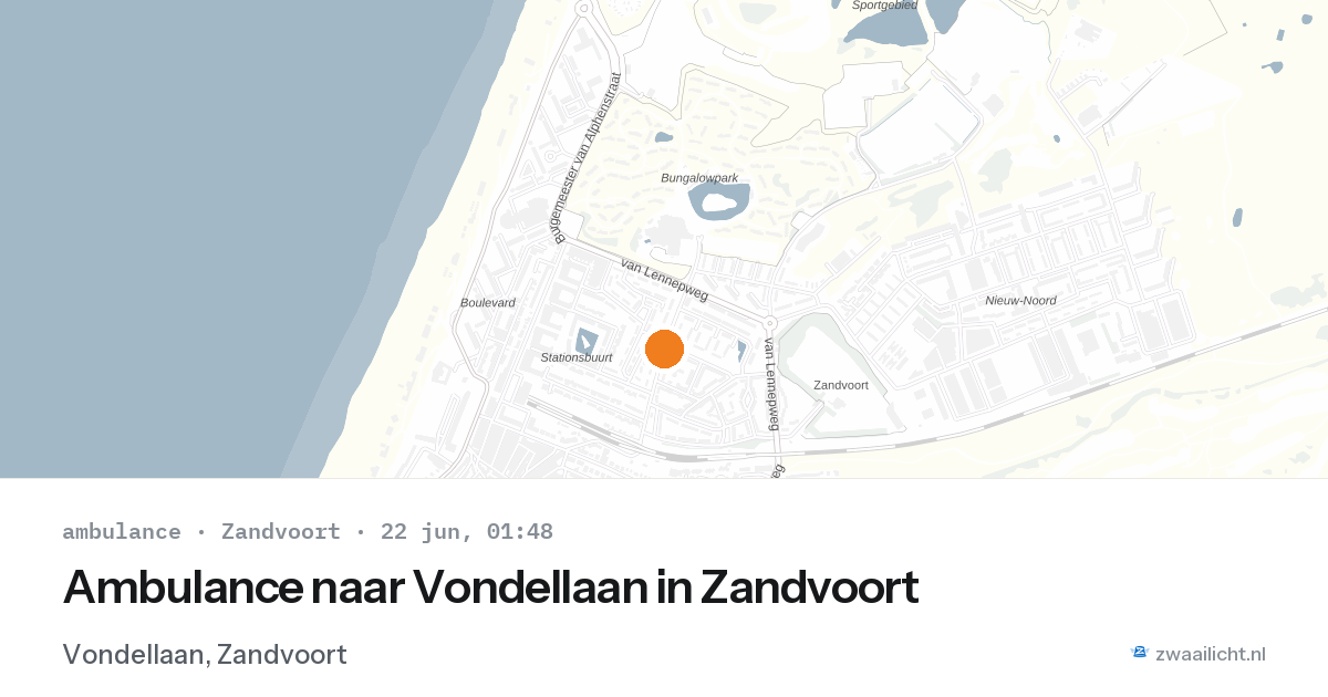 Ambulance naar Vondellaan in Zandvoort — 21 jun 2026