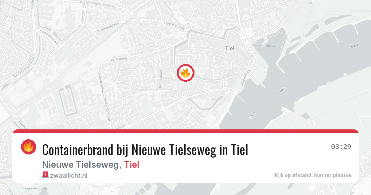 Containerbrand bij Nieuwe Tielseweg in Tiel — 29 jun 2026