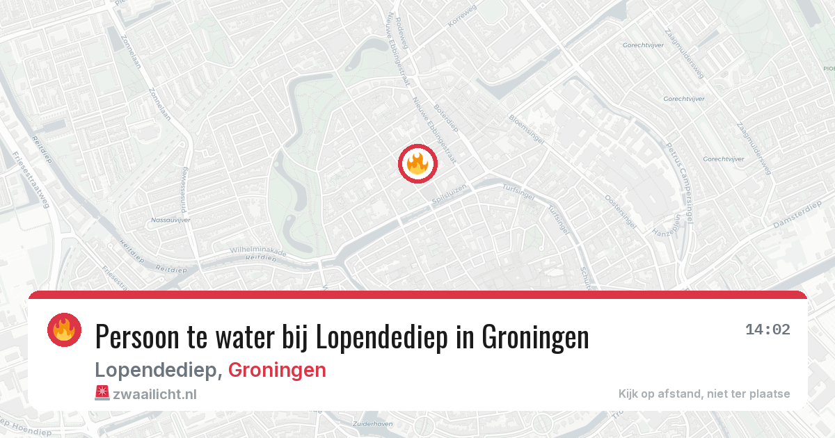 Persoon te water bij Lopendediep in Groningen — 8 apr 2026