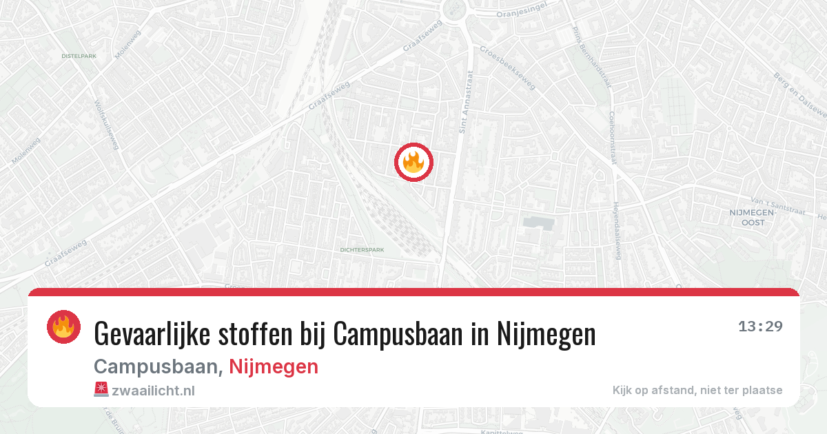 Gevaarlijke stoffen bij Campusbaan in Nijmegen — 12 aug 2026