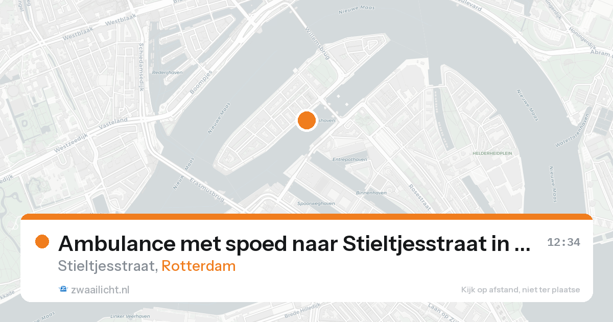 Ambulance met spoed naar Stieltjesstraat in Rotterdam — 20 aug 2026