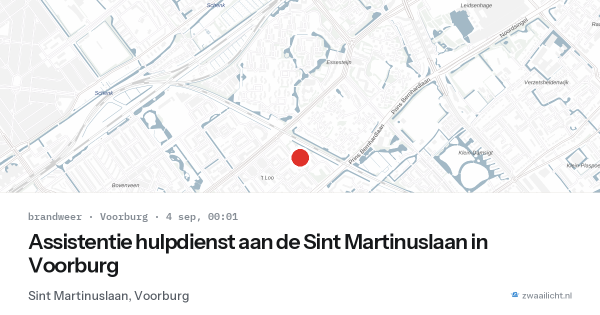 Assistentie hulpdienst aan de Sint Martinuslaan in Voorburg — 3 sep 2026