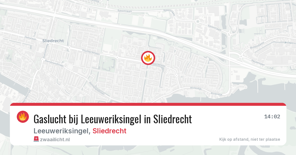 Gaslucht bij Leeuweriksingel in Sliedrecht — 20 jun 2026