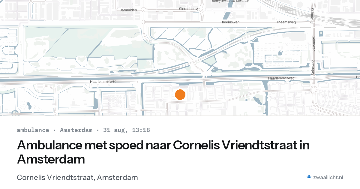 Ambulance met spoed naar Cornelis Vriendtstraat in Amsterdam — 31 aug 2026