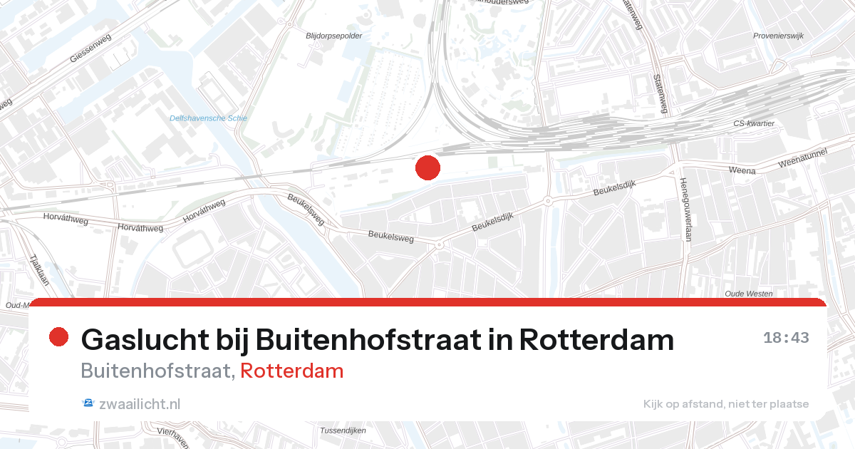 Gaslucht bij Buitenhofstraat in Rotterdam — 28 aug 2026