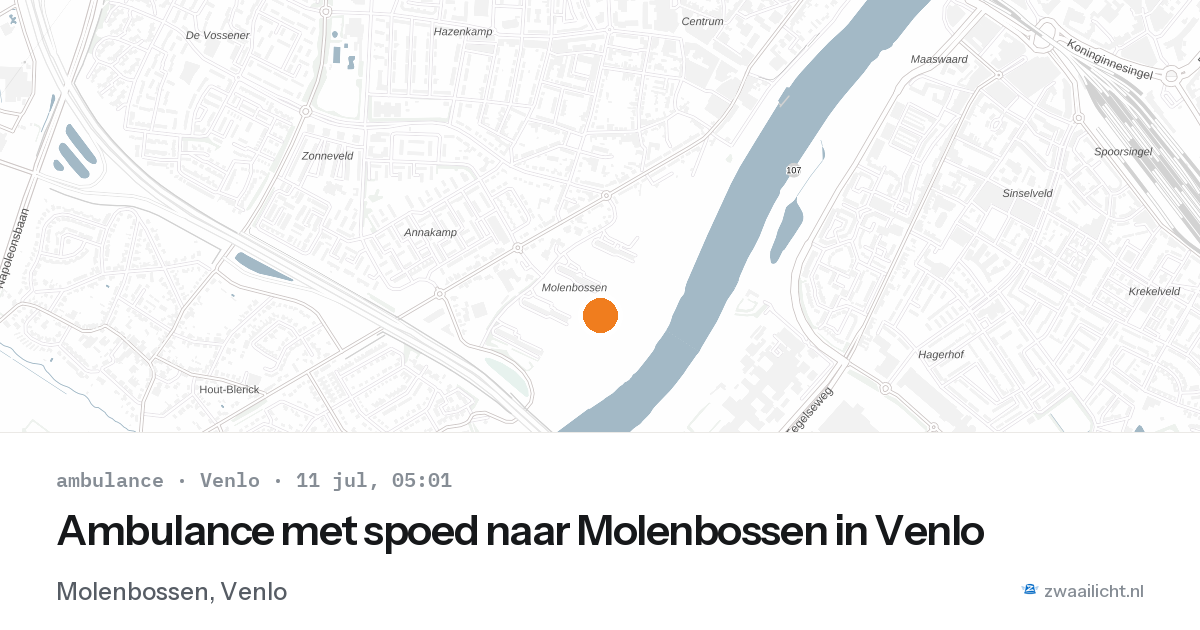 Ambulance met spoed naar Molenbossen in Venlo — 11 jul 2026