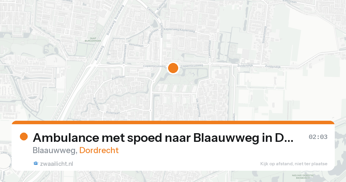 Ambulance met spoed naar Blaauwweg in Dordrecht — 16 aug 2026