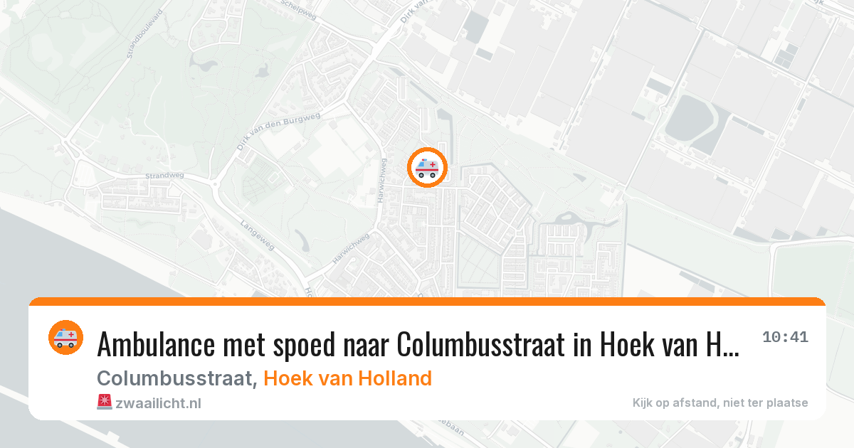 Ambulance met spoed naar Columbusstraat in Hoek van Holland — 20 apr 2026
