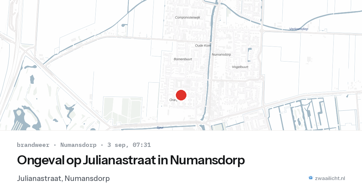 Ongeval op Julianastraat in Numansdorp — 3 sep 2026