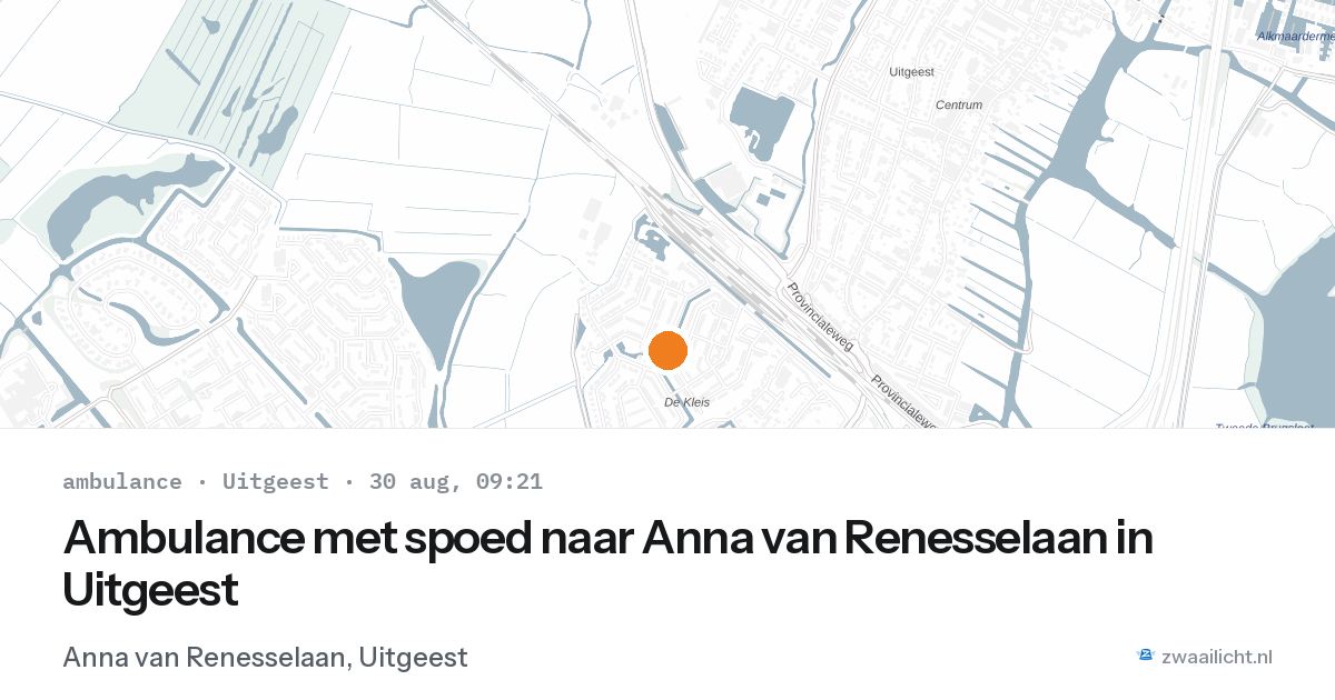 Ambulance met spoed naar Anna van Renesselaan in Uitgeest — 30 aug 2026
