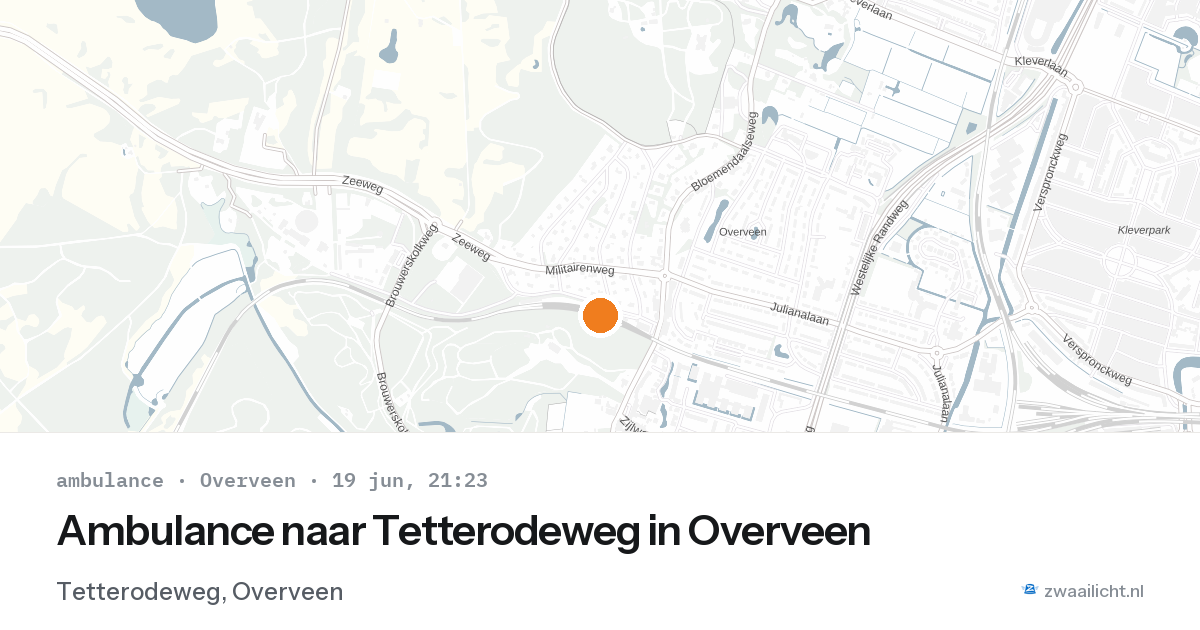 Ambulance naar Tetterodeweg in Overveen — 19 jun 2026