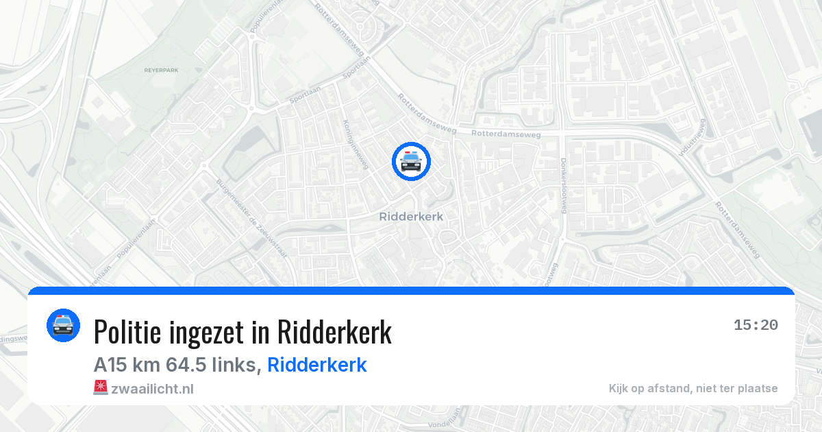 Politie ingezet in Ridderkerk — 18 mrt 2026 | 🚨 Zwaailicht.nl