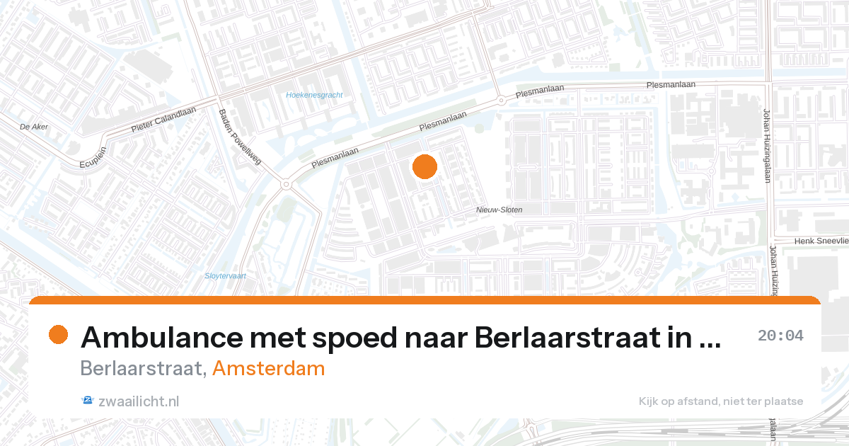 Ambulance met spoed naar Berlaarstraat in Amsterdam — 28 aug 2026