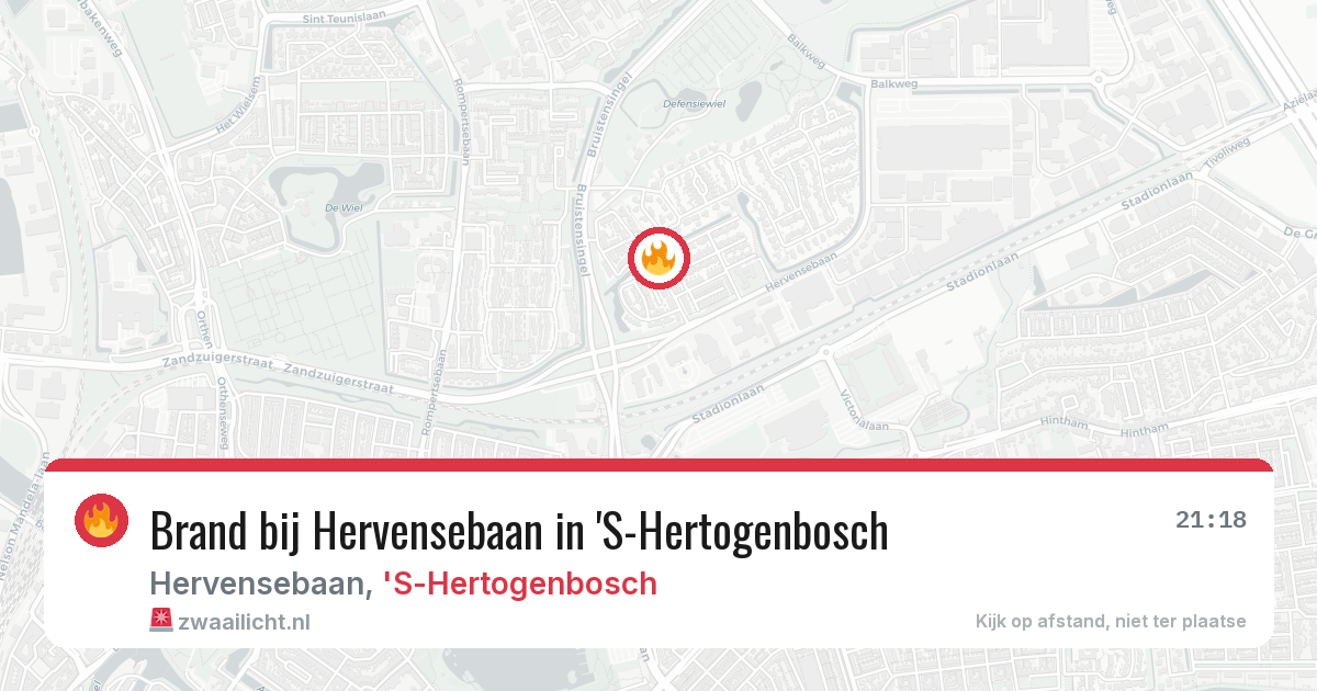 Brand bij Hervensebaan in 'S-Hertogenbosch — 6 aug 2026