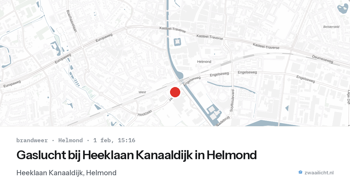 Gaslucht bij Heeklaan Kanaaldijk in Helmond — 1 feb 2026