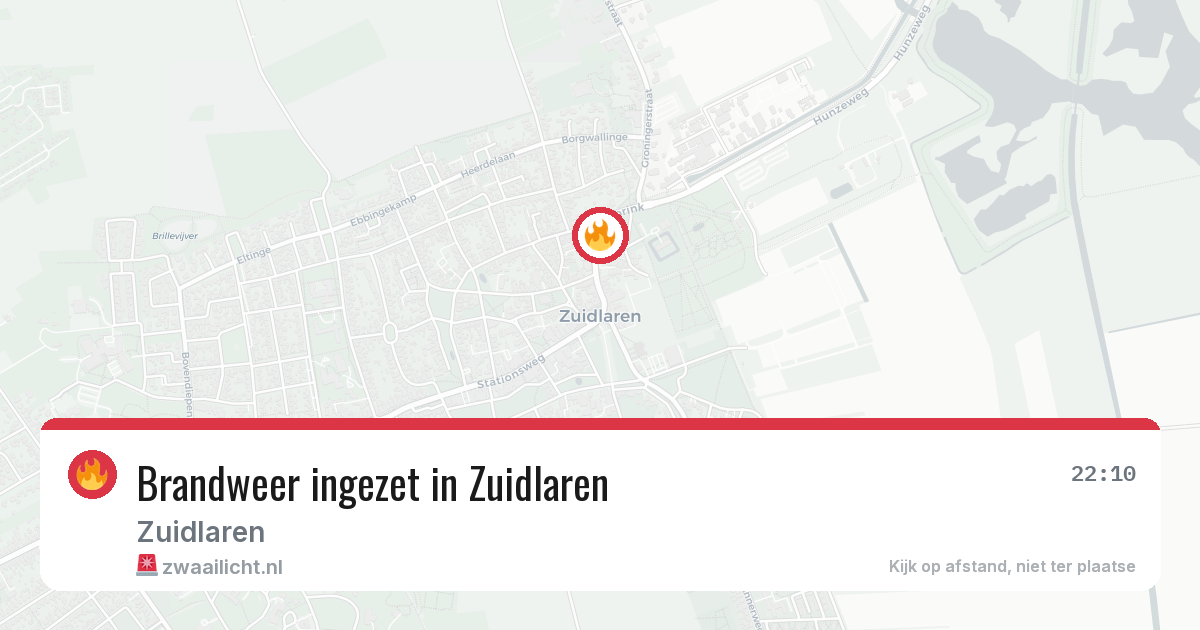 Brandweer ingezet in Zuidlaren — 7 aug 2026 | 🚨 Zwaailicht.nl