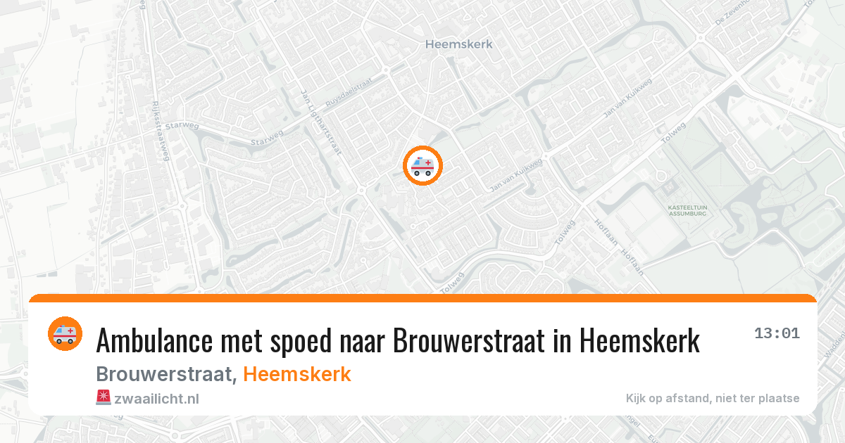 Ambulance met spoed naar Brouwerstraat in Heemskerk — 3 jul 2026
