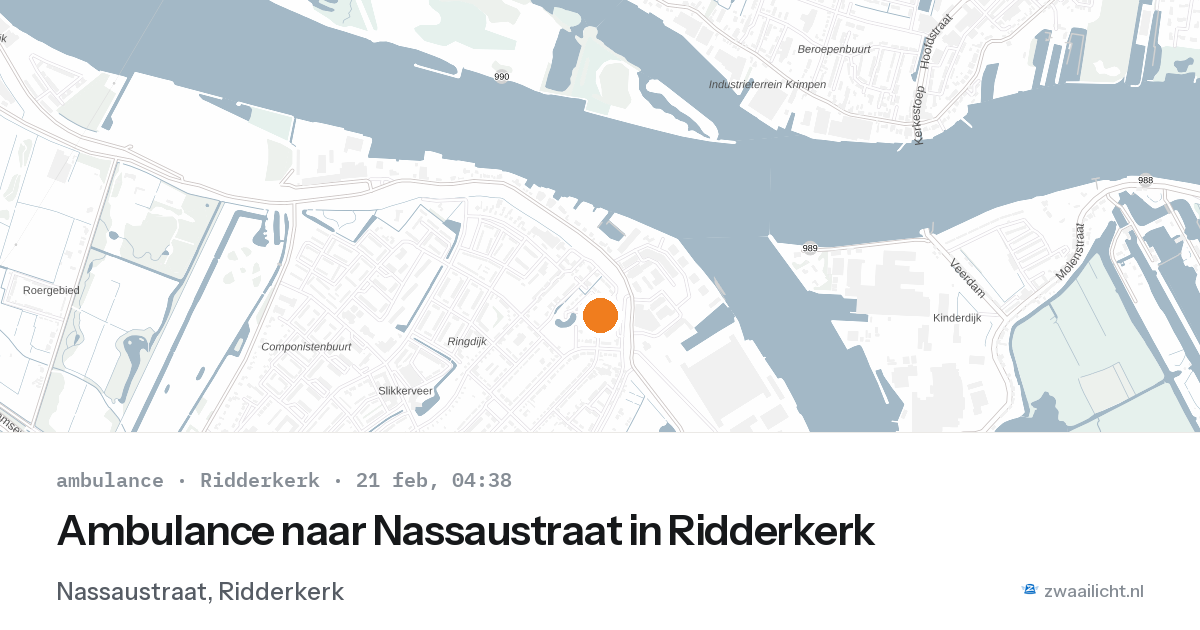 Ambulance naar Nassaustraat in Ridderkerk — 21 feb 2026